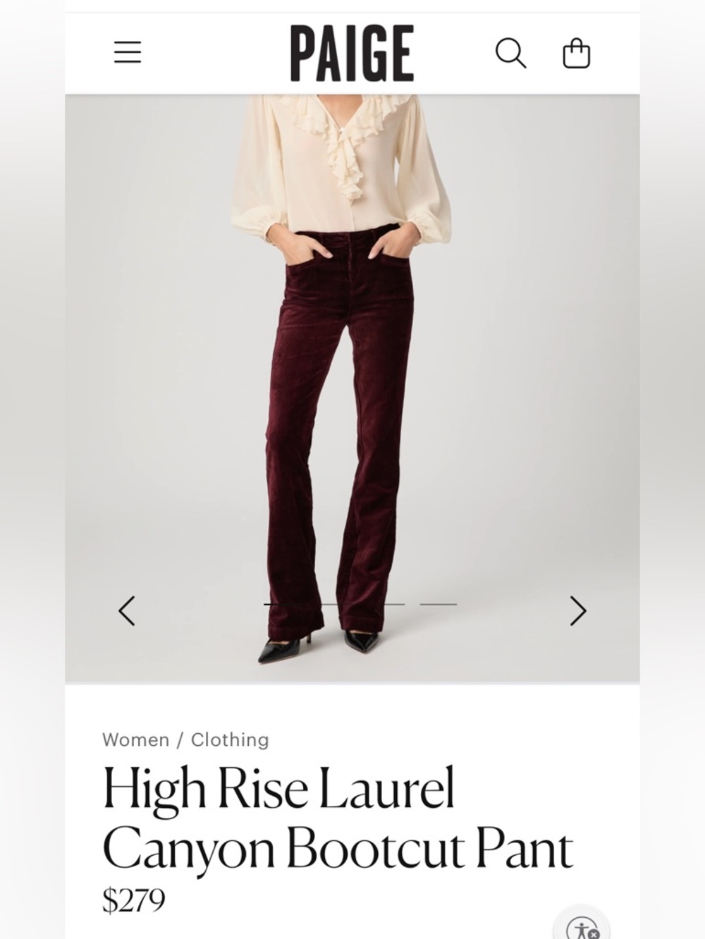 Paige High Rise Laurel Canyon Bootcut Pant